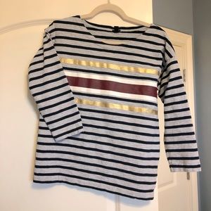 J.Crew Top Blouse Small Striped Metallic Gold EUC